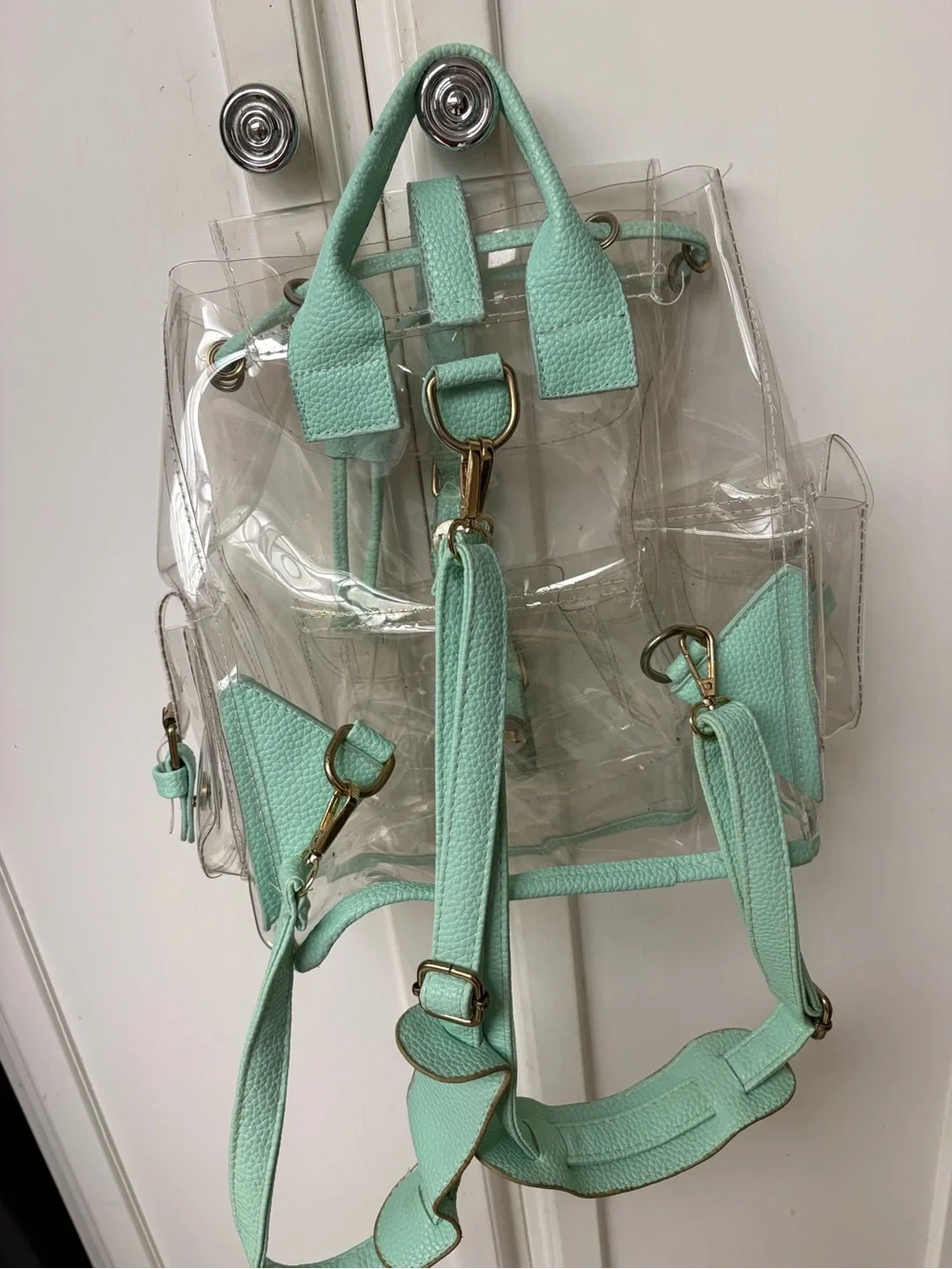 Clear Mint Trim Backpack Tote - Women Bags